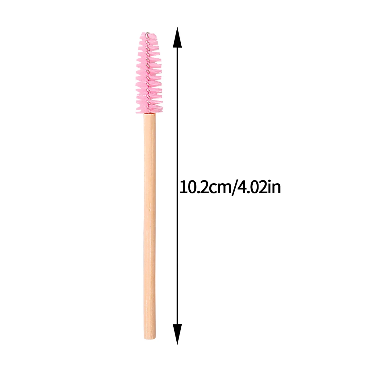 50PCS pink bamboo-handled mascara brush, mini eyebrow brush, spiral eyelash curl makeup brush, portable eye makeup tool