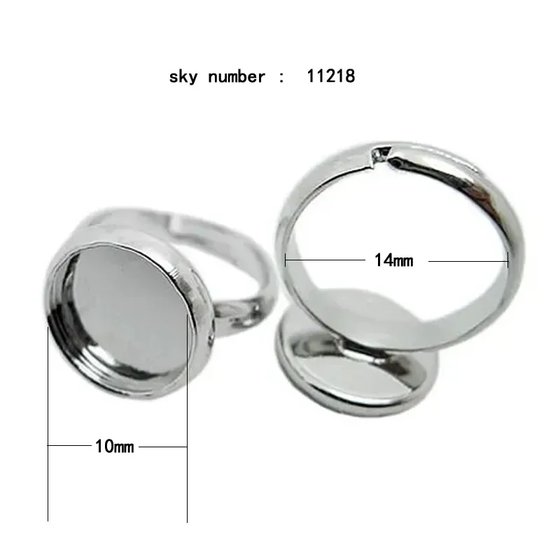 Beadsnice ID11218smt17 Brass Ring Setting fit 10mm,12mm,14mm25mm Ring Blanks Adjustable Rings for Jewelry Making Pad Ring Blanks