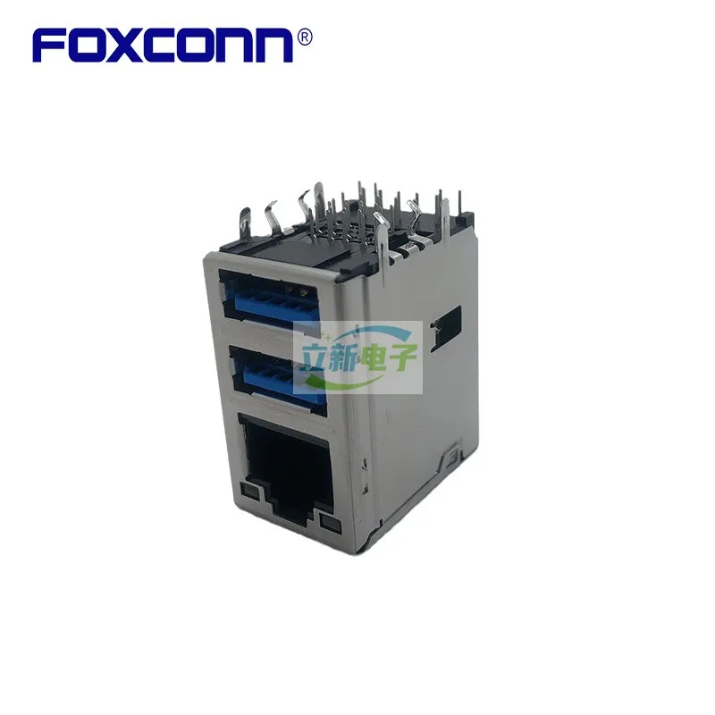 Новый коннектор Foxconn JFM38U1M-B313-4F RJ45 + с двойной панелью USB3.0