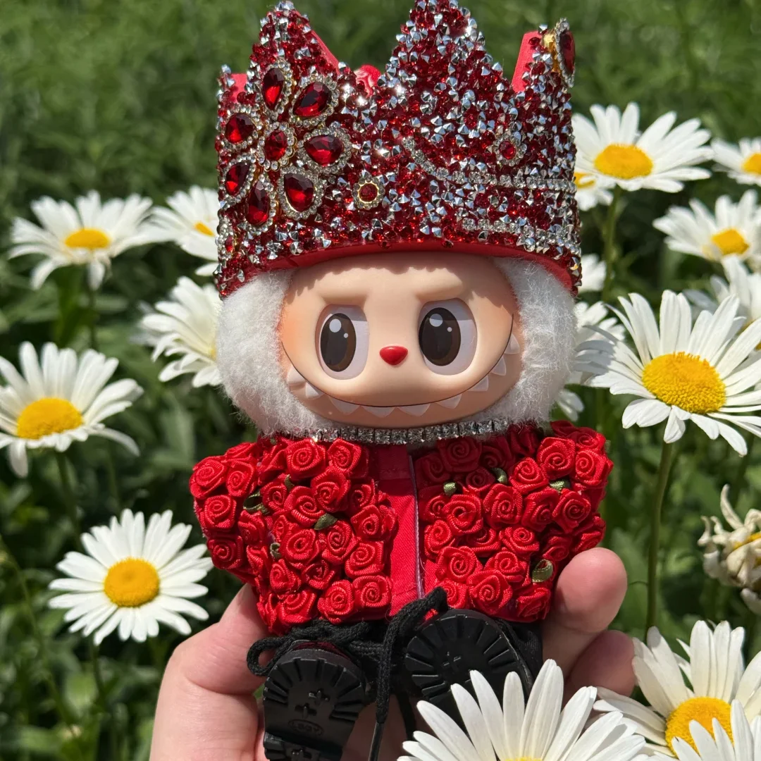 

15/17cm Doll For Labubu Clothes Gd Concert Same Labubu Mini Doll'S Clothes Rose Jacket Crown Set Outfit Accessories Korea Kpop