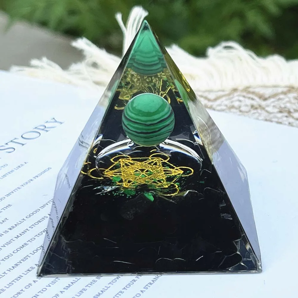 Orgone Pyramid Obsidian Healing Crystal Energy Orgonite Pyramide Emf Protection Meditation Tool Quartz Home Decor Crafts