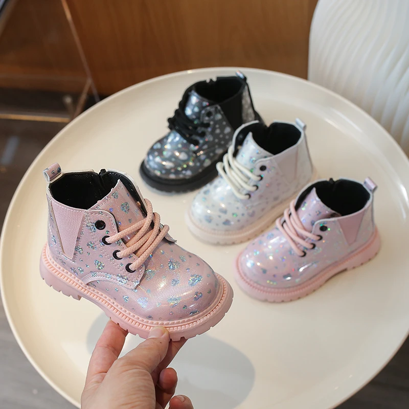

Girls Ankle Boots Princess Style Kids Fashion Boots Side Zipper 2025 Brand New Children Short Boots Sweet Elegant Pu Leather