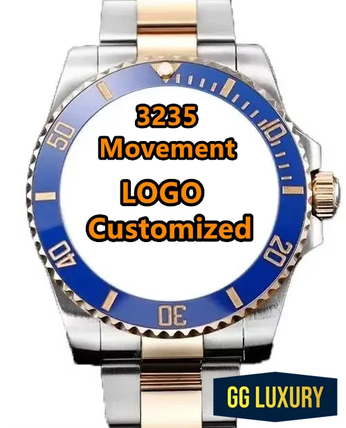 ساعة GG Luxury VSF ARF 3235 حركة الغواصة ميكانيكية أوتوماتيكية للرجال - 41 ملم كريستال ياقوتي، فولاذ 904 لتر، قرص مضيء