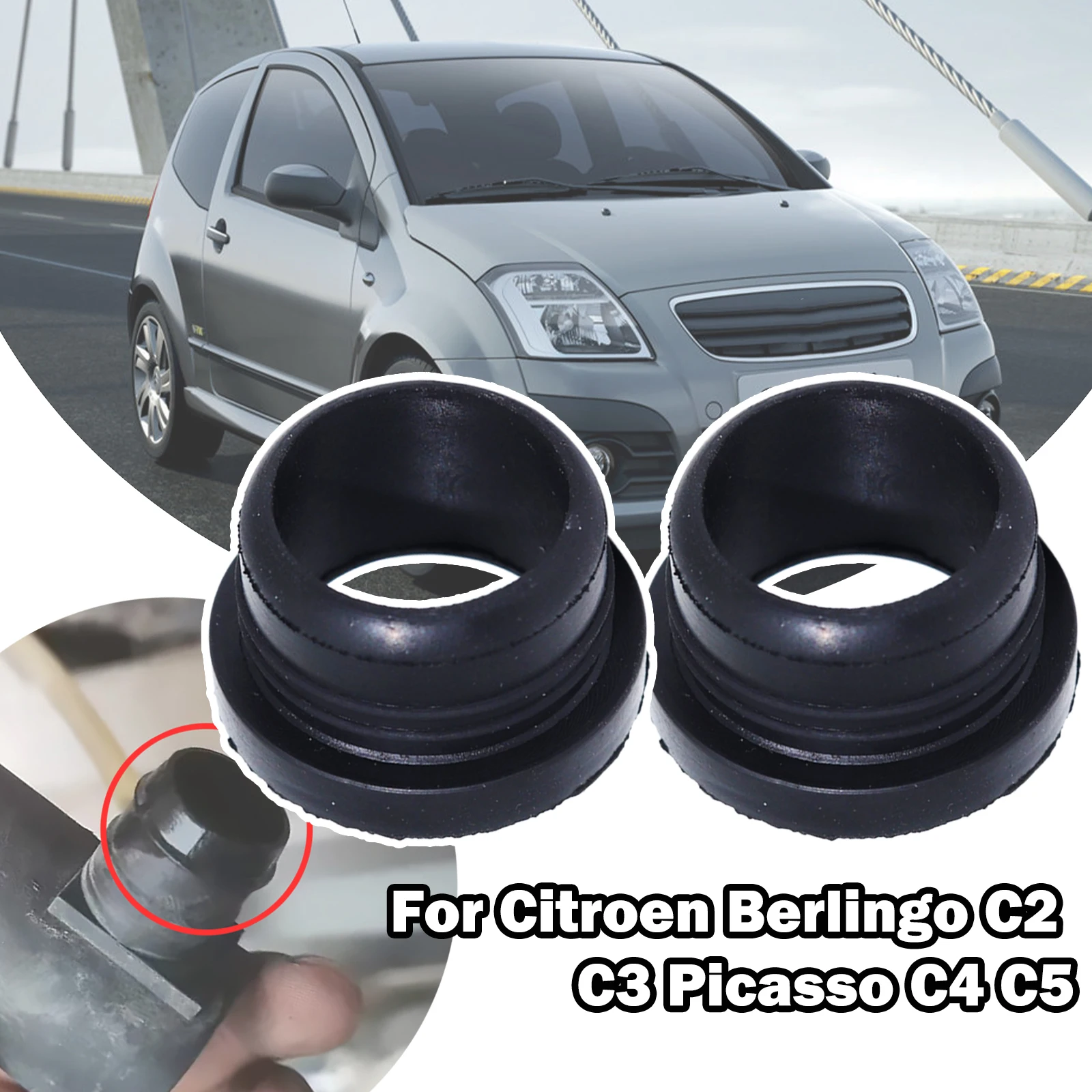 2X For Citroen Berlingo C2 C3 Picasso C4 C5 Dispatch Washer Pump Grommets Seal Gasket Windshield Reservoir Bottle Leaking Repair