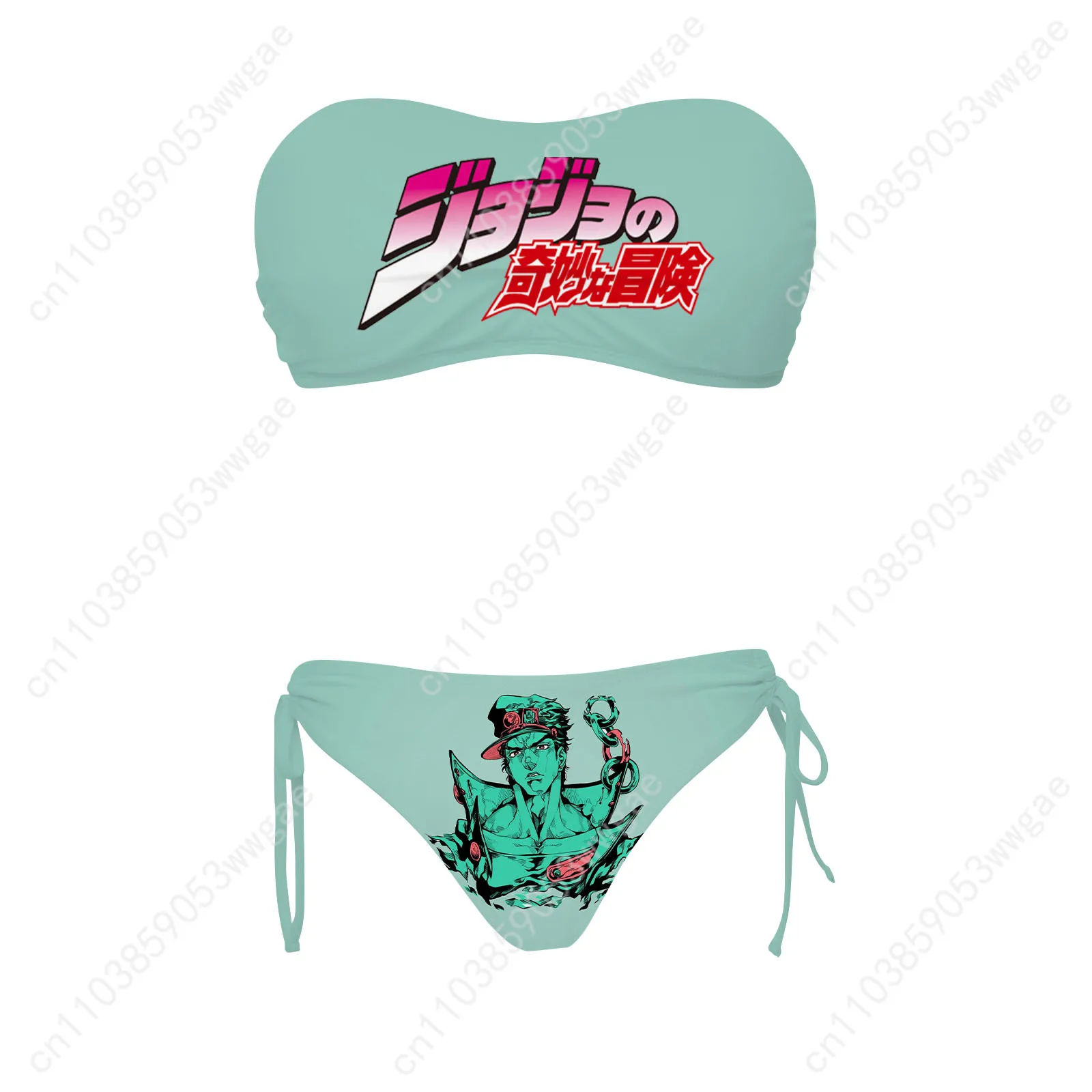 Jojo Swimsuit Womens Drawstring Two Piece Set Bathing Suit Personalized Swimwear Pool Beach Bikini Cartoon Customized Beachwears