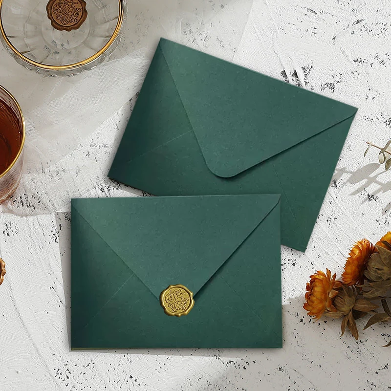 10pcs/lot Green Envelope High-grade 250g Paper Small Business Supplies Stationery Envelopes for Wedding Invitations Postcards