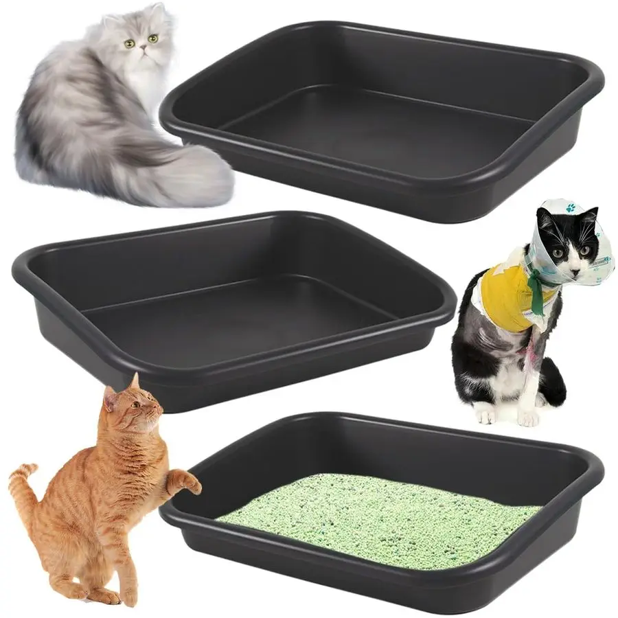 

Pcs Low Entry Senior Cat Litter Box,Extra Large Size Pet Litter Box Low Entry Open Top Cat Litter Box for Kitten Frail Handicap
