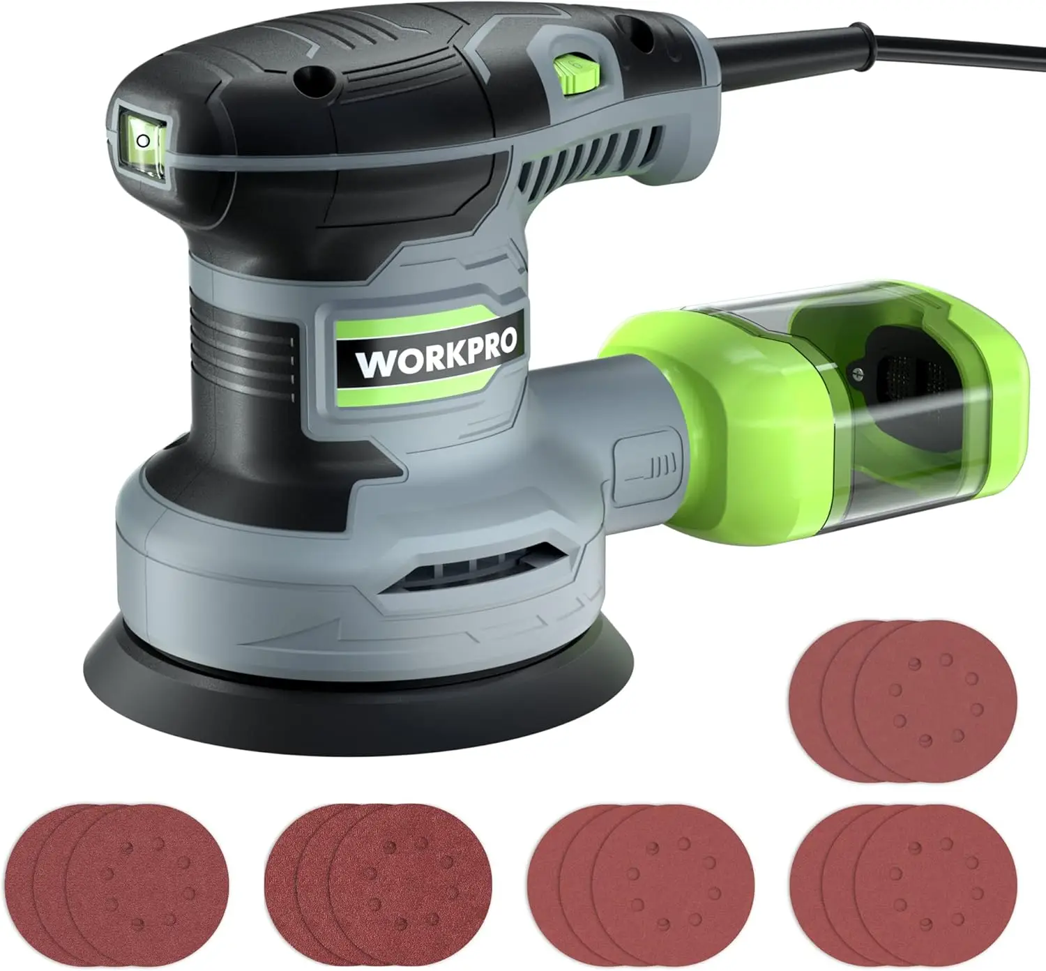 

5-Inch Random Orbit Sander, 6 Speed Settings 7000-14000 RPM, 2.5 Amp Electric Sander with Dust Collector & Sandpapers