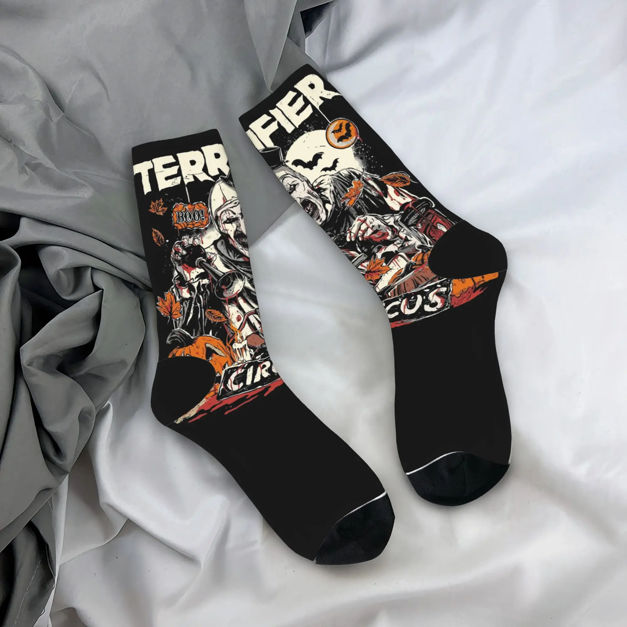 Cool Retro Terrifier Movie Skateboard Socks  Polyester Long Socks for Unisex Non-slip