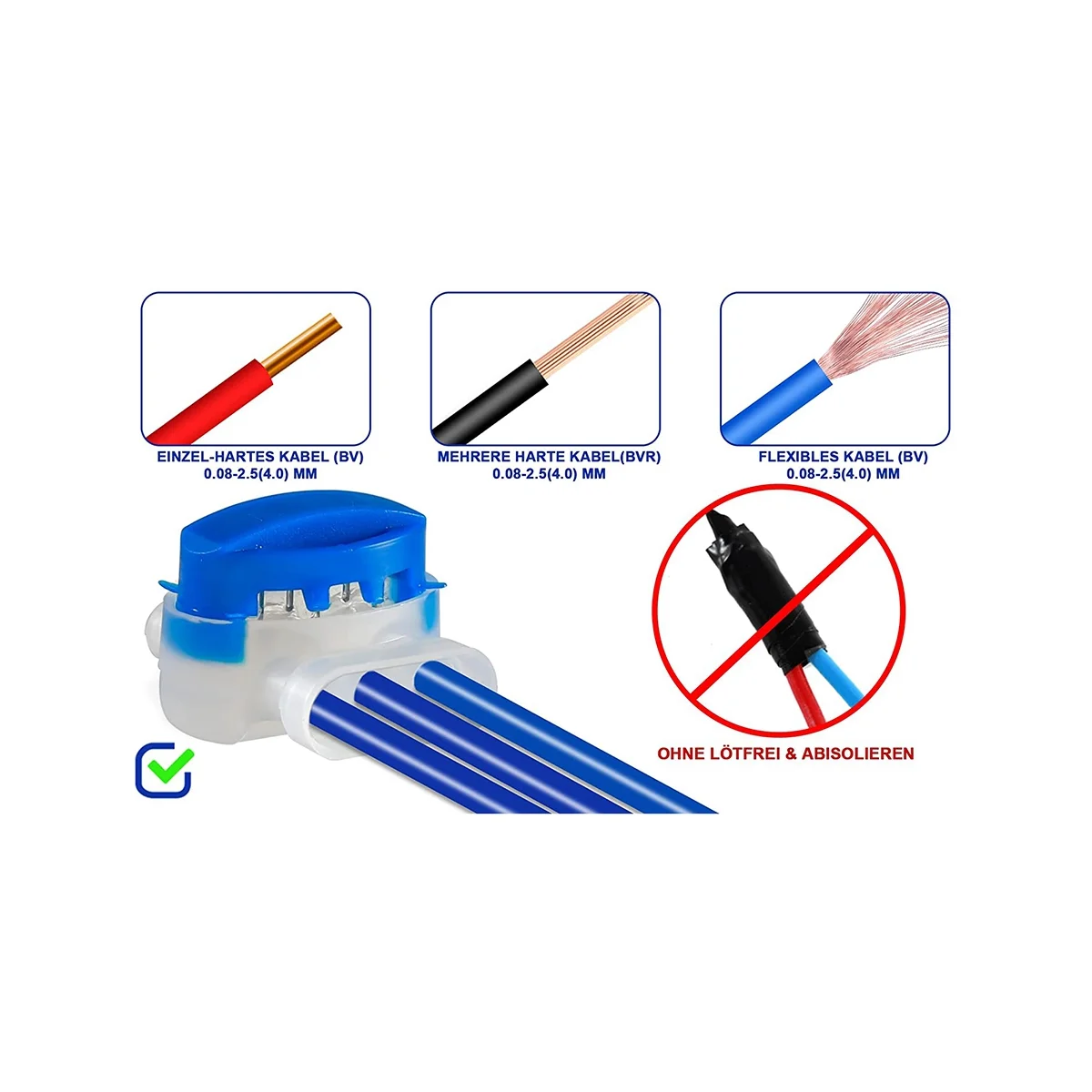 Conectores de Cable de 30 piezas para cortadoras de césped robóticas, Cable de conexión impermeable con relleno de Gel