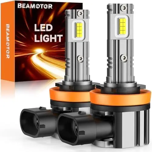 

H11 LED Bulbs, H8 H9 Fog Light, 600% Super Bright, 1:1 Halogen Size, plug and play, Quick Installtion 6000K White, H11/H8/H9 bul