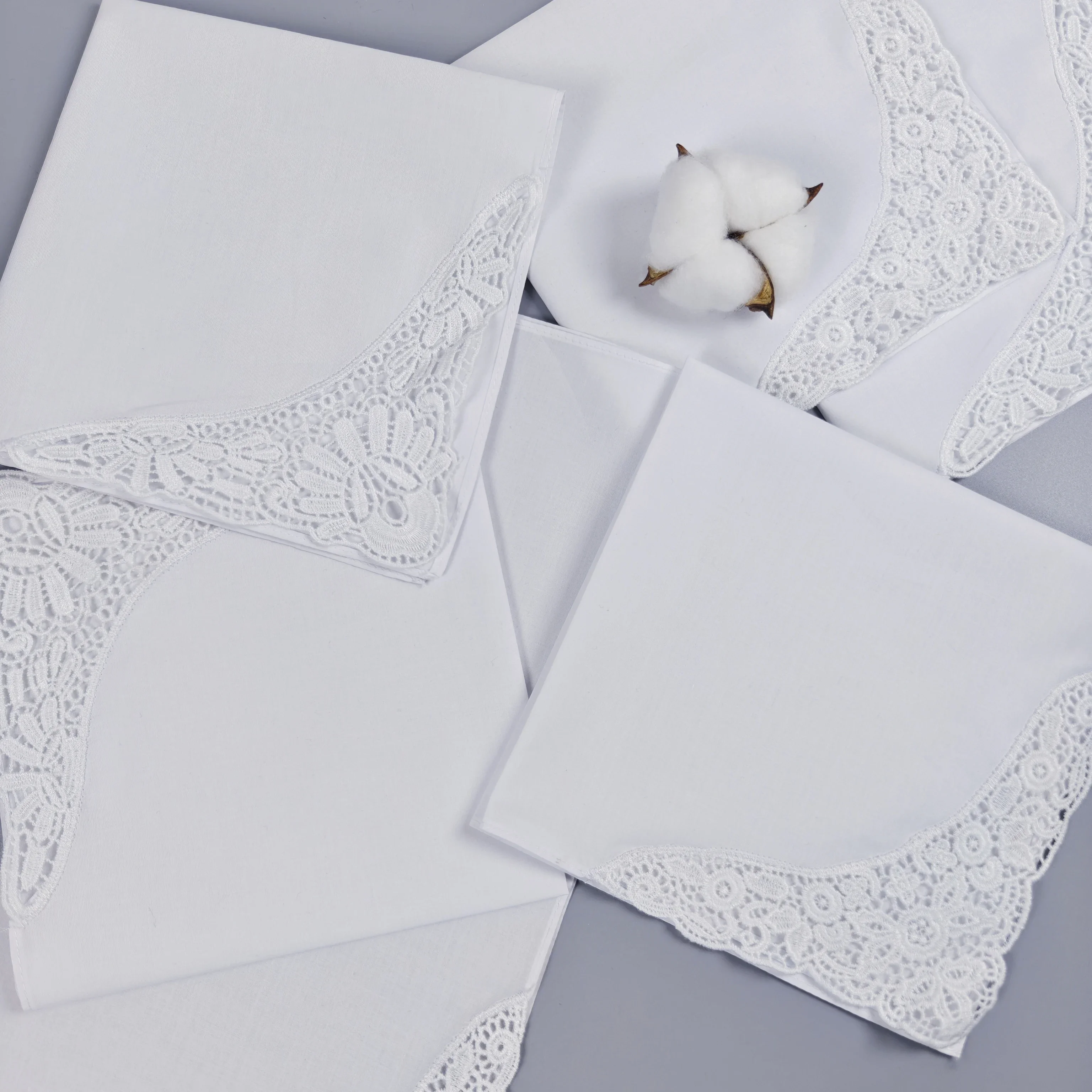 35CM/13.7IN inch Pure White High-Density Cotton Lace Cotton Handkerchief for Bridesmaid Dresses Wedding Decoration 2PCS in Weddi