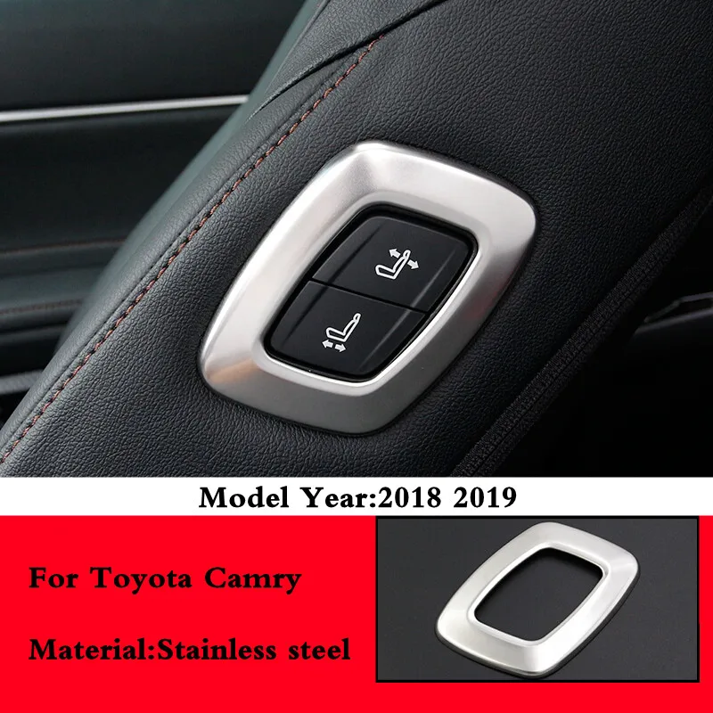 

For Toyota Camry 2018 2019 Copilot Seat Adjustment Switch Button Panel Cover Trim Decoration Sticker Stainless Steel Accessories