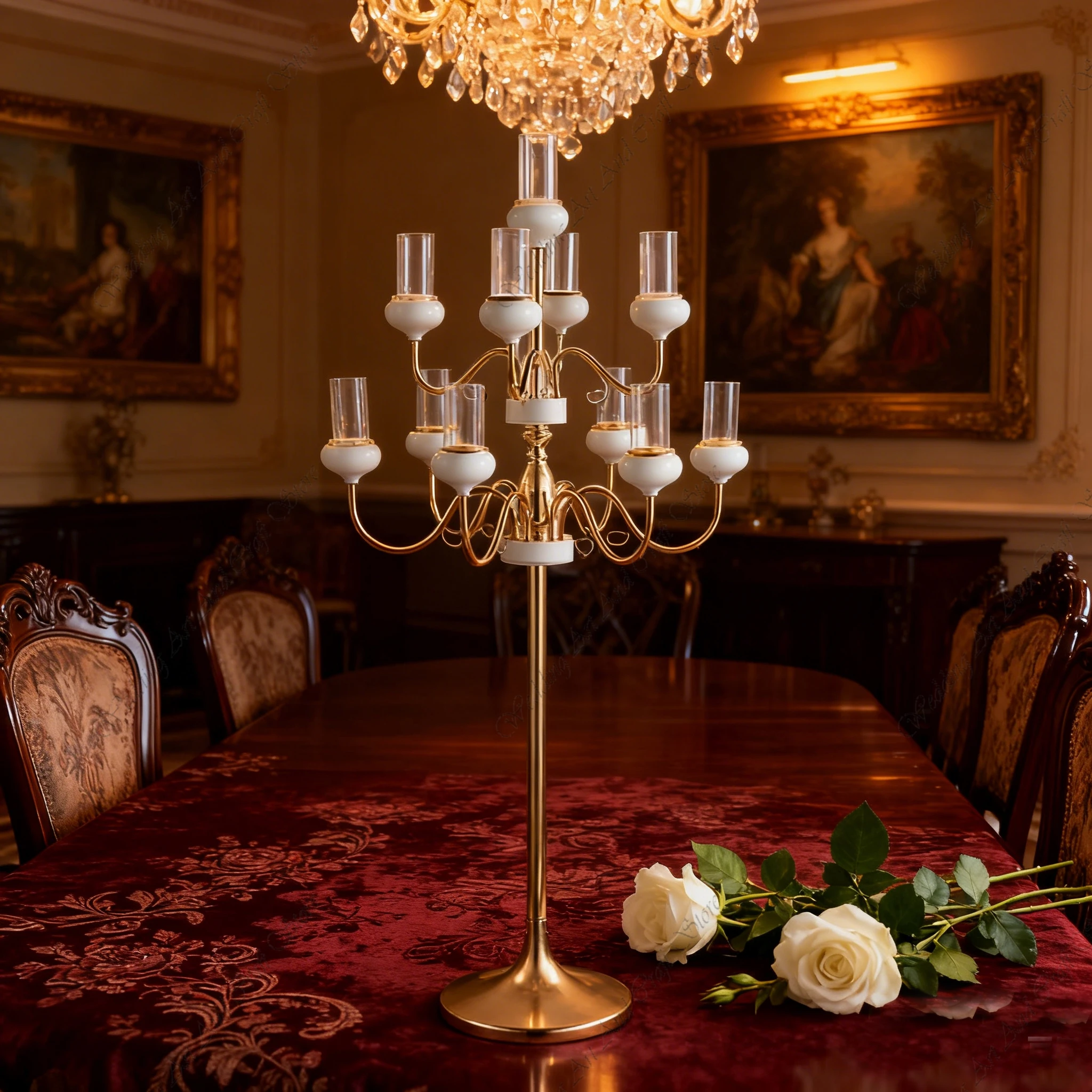 

10 шт. f30 85-125 см Необычные украшения для свадебной сцены с золотой спинкой и каплями 11 головок, белый подсвечник, центральные части свадебного стола ivy524