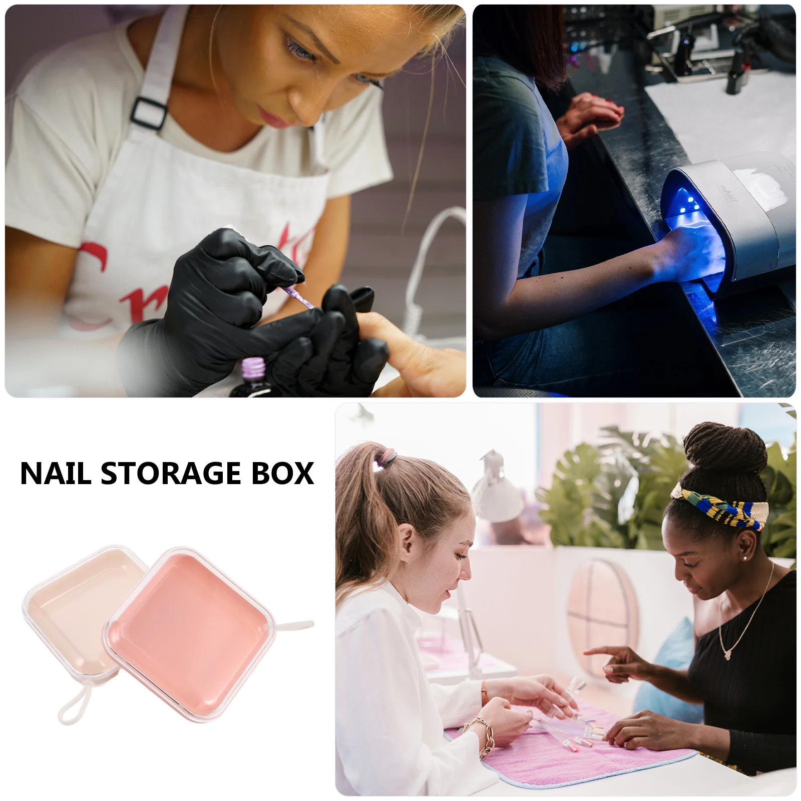 2 قطعة صندوق تخزين اضغط على منظم تصميم شفاف متعدد الأقسام للوصول السريع اضغط على حامل الأظافر المزيف السائبة #5