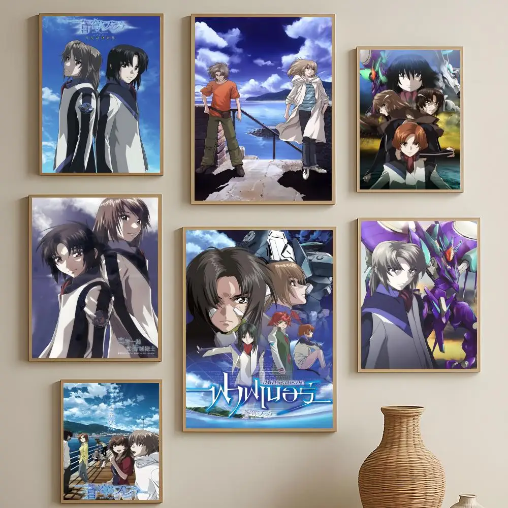 Mecha-Anime-Poster „Fafner in the Azure“, selbstklebende, wasserfeste Wandkunst in HD-Qualität, einfach anzubringen, Dekoration für mehrere Szenarien