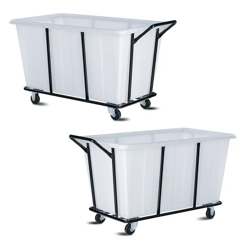 Cleaning Trolley Plastic Laundry Trolley White Wheeled Laundry Trolley Commercial and Industrial use durable