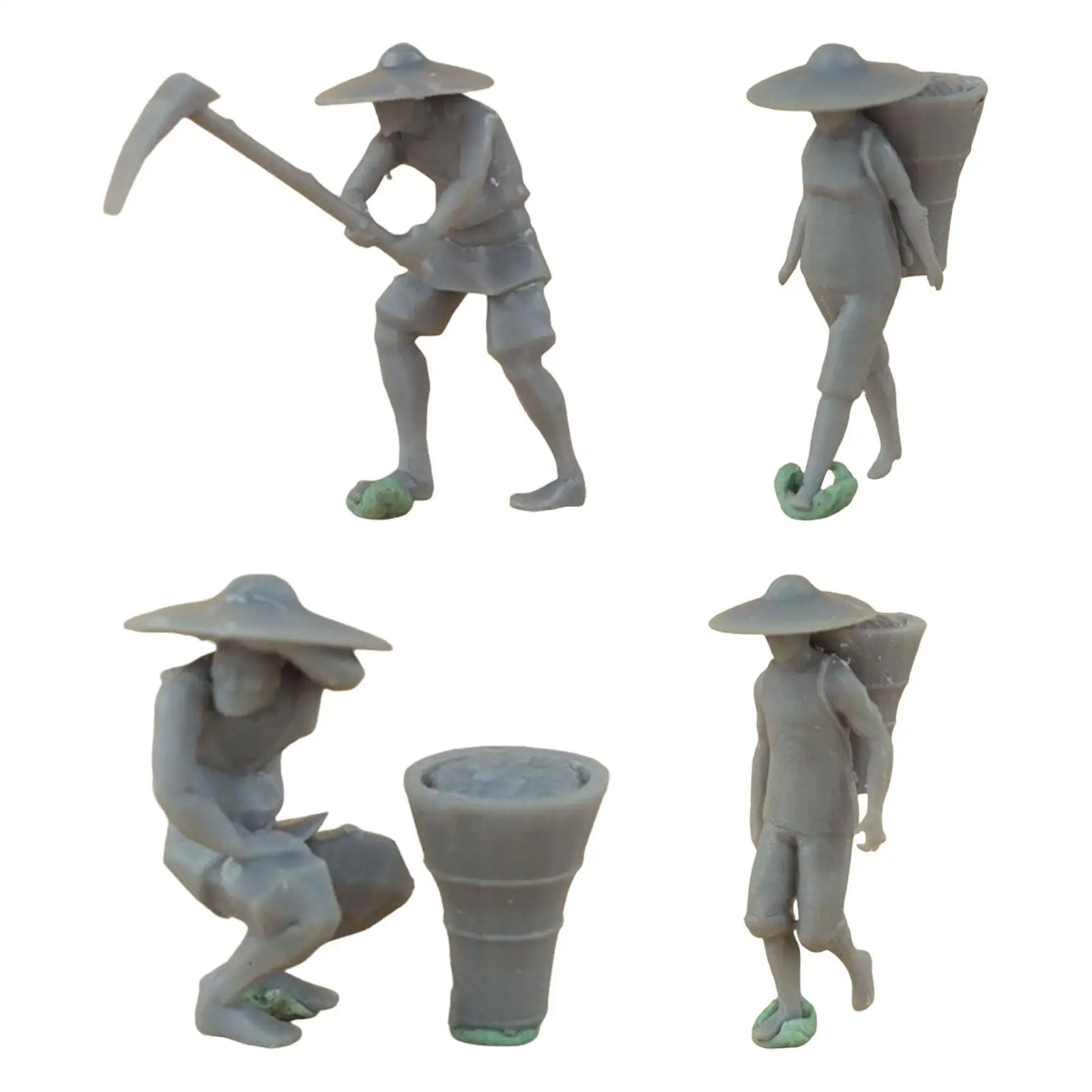 1:87 Scale Farmer Figures Resin Photography Prop Play Figure Fairy Garden