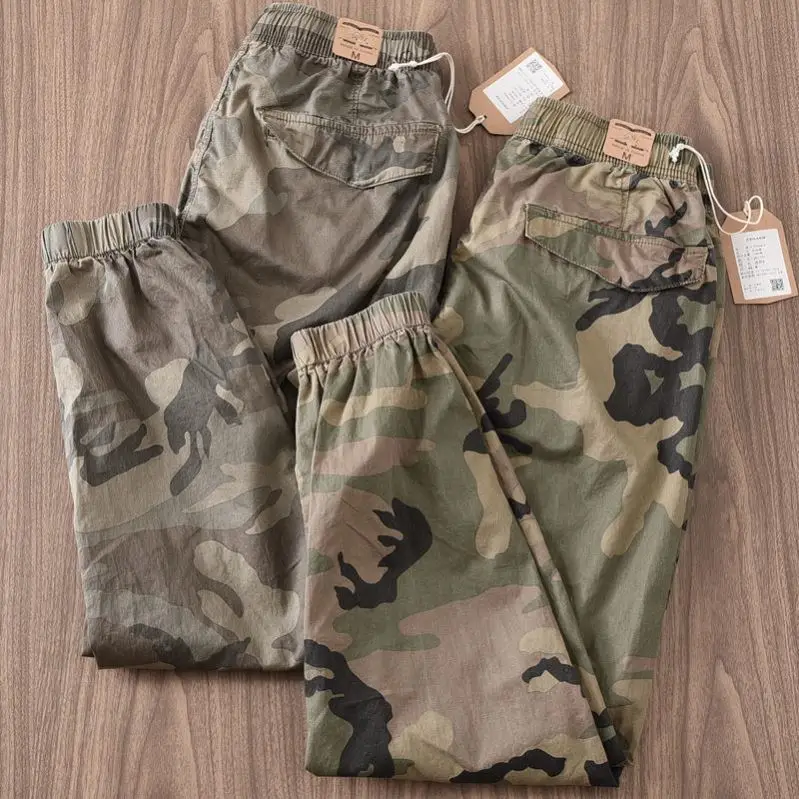 Loose Fit Camouflage Work Trousers for Men Spring Autumn Construction Site Labor Protection Wear Resistant Elastic Waist Work...