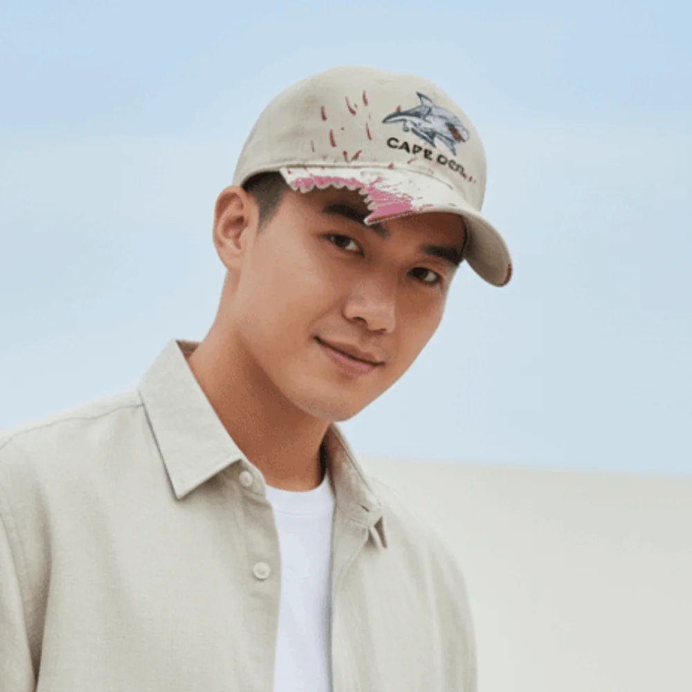 Chomped Brim Design Shark Bite Cap Premium Cotton Animal Embroidery Embroidered Baseball Hat Pre-Curved Sunshield