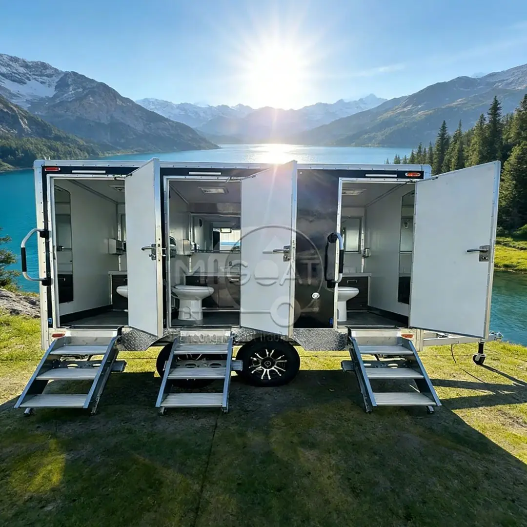 Luxury Towable Portable Toilet Trailer with Private Stalls Mobile Restroom for Construction Sites Weddings And Outdoor Events