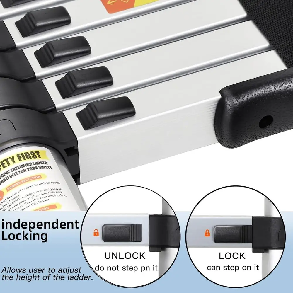 12,5FT Extensão Dobrável Escaleras Compact Dealuminio para Trabajo Escada Expansível Retrátil, 330lbs Max Capaci