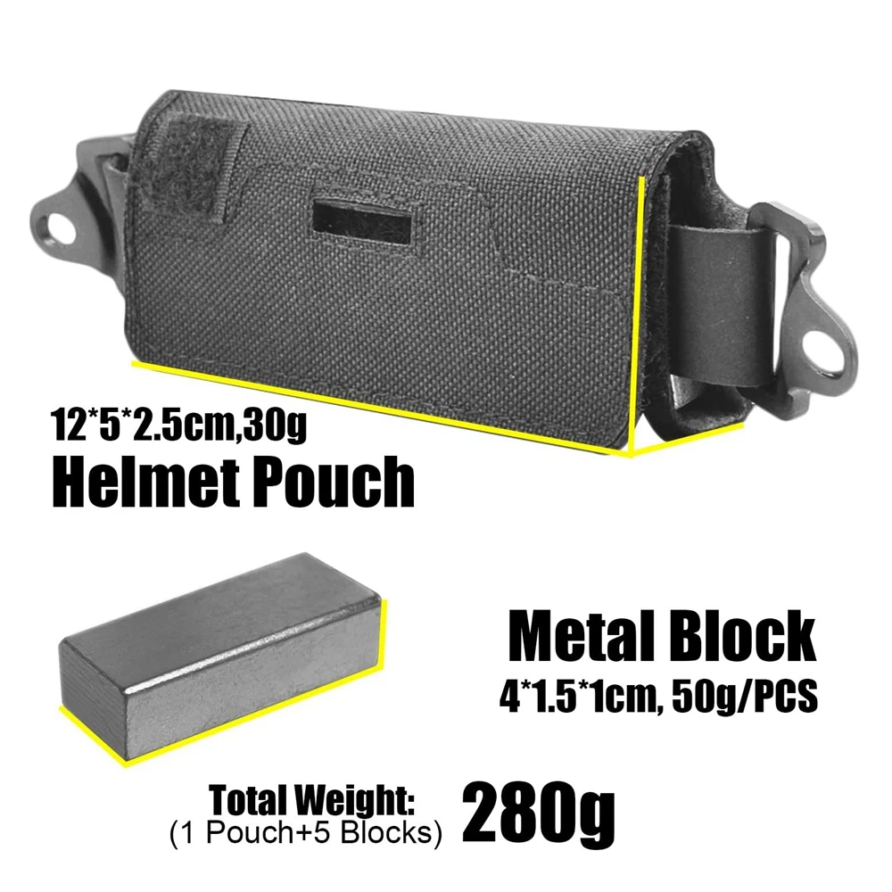 Airsoft Tactical Helmet Counterweight NVG Counterweight Pouch with 5 Counter Blocks for OPS Core Fast BJ PJ MH Helmet Accessory