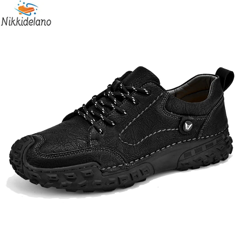 Men Casual Shoes Leather Outdoor Walking Sneakers 2023 New Fashion Male Leisure Vacation Soft Driving Shoes Sneakers Men Shoes