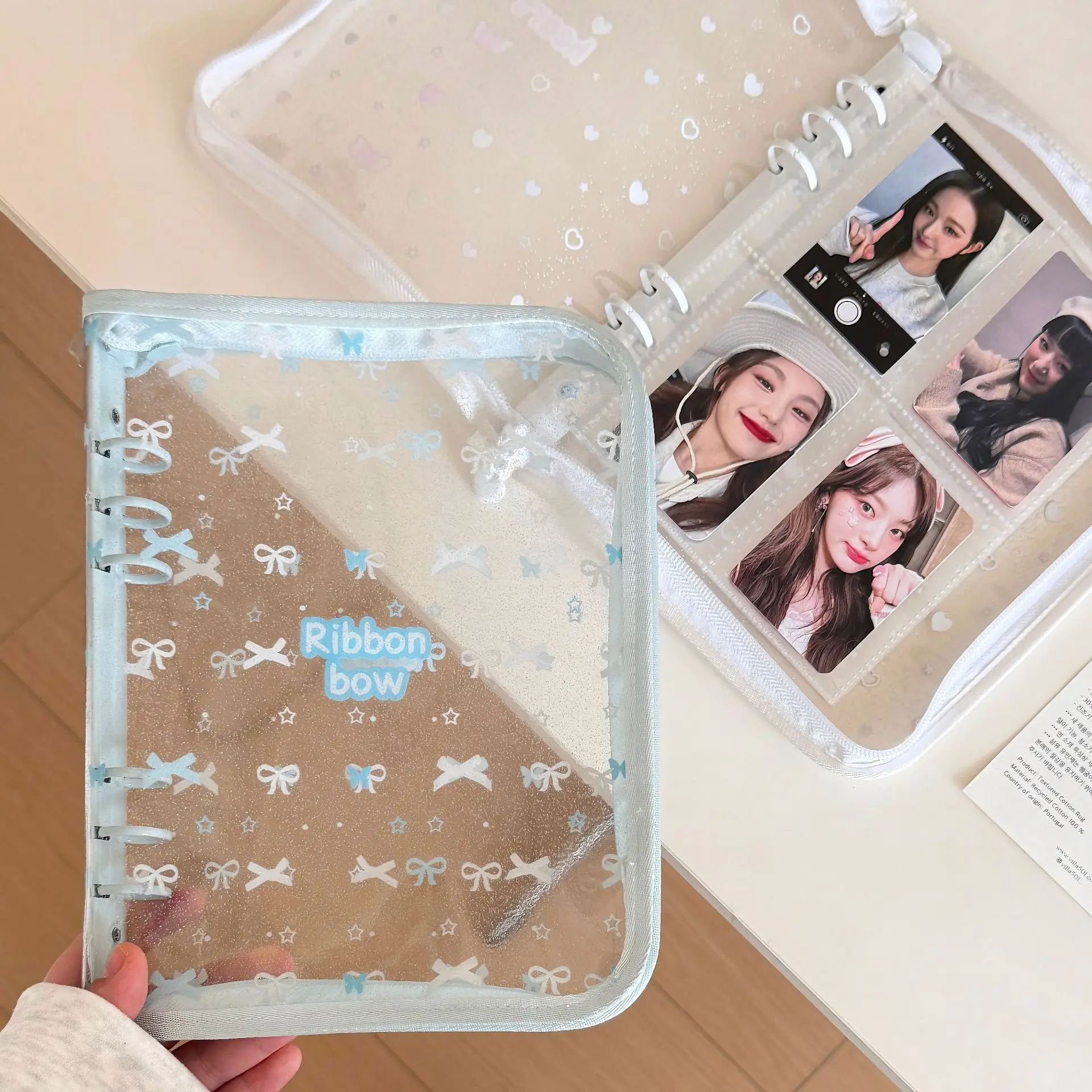 IFFVGX A5 Zipper Binder Photocard Holder Kpop Idol Photo Album with 25pcs 3inches Sleeves DIY Journal Dairy Picture Collect Book