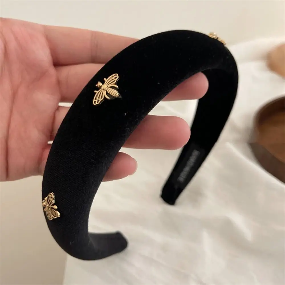 

Fashion Hair Accessories Retro Hair Hoop Velvet Bee Wide Brim Hair Hoop Hairbands Headpiece French Headband Outdoor
