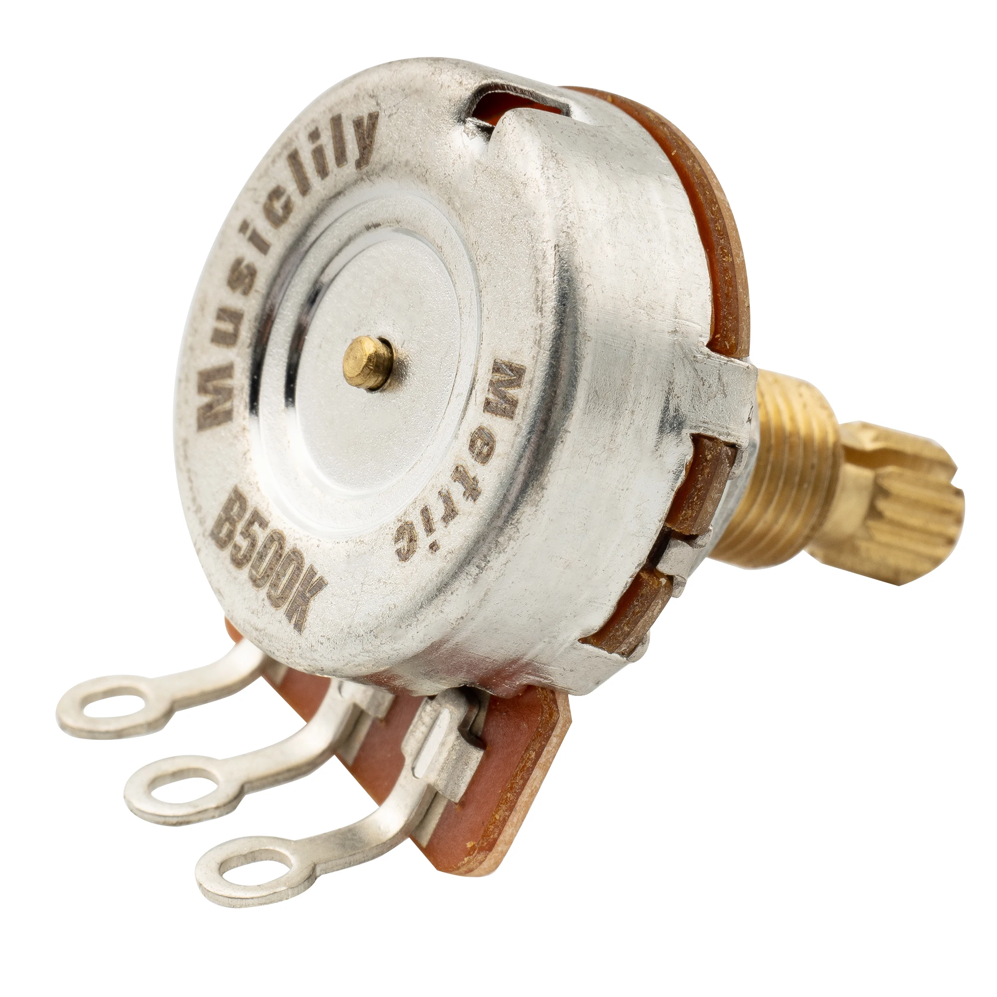 Musiclily Pro HD A250K/B250K/A500K/B500K/A25K/A1M Vollmessing Metrisch Grob 18-Spline Geteilter Schaft Potentiometer – Detail 8