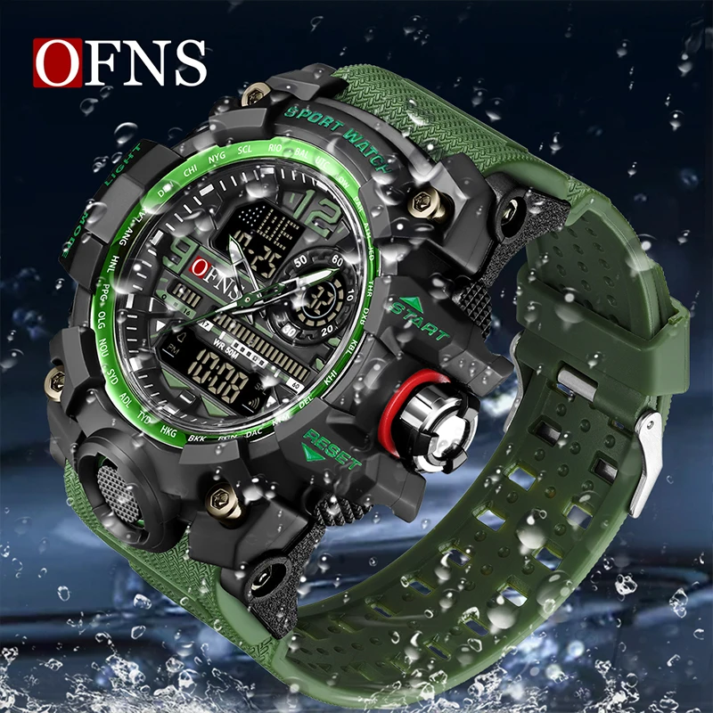 OFNS Top Brand G Style Men\'s Watches 50M Waterproof Outdoor Military Sports Quartz Watch For Male LED Digital Wristwatch Clock