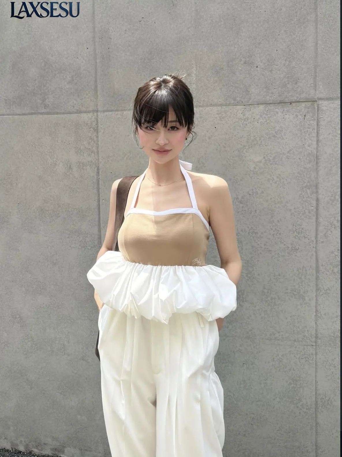 Girl Tank Tops with Chest Pad.French Japanese Style Women's Camisole Summer Vest Sweet Color Matching Neck Strap Short Tube Top