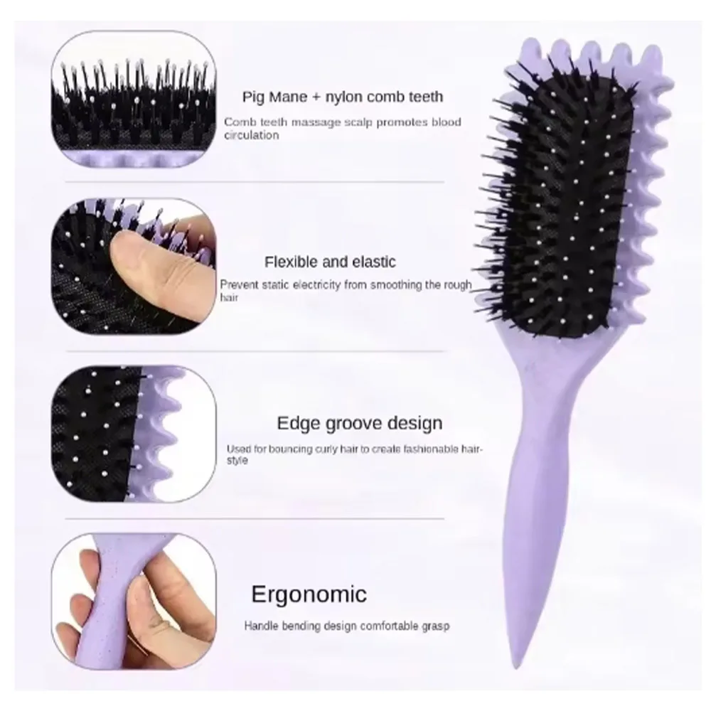 Spazzola per capelli ricci per styling da salone Spazzola per capelli arricciacapelli per pettinare e modellare i riccioli da uo #5