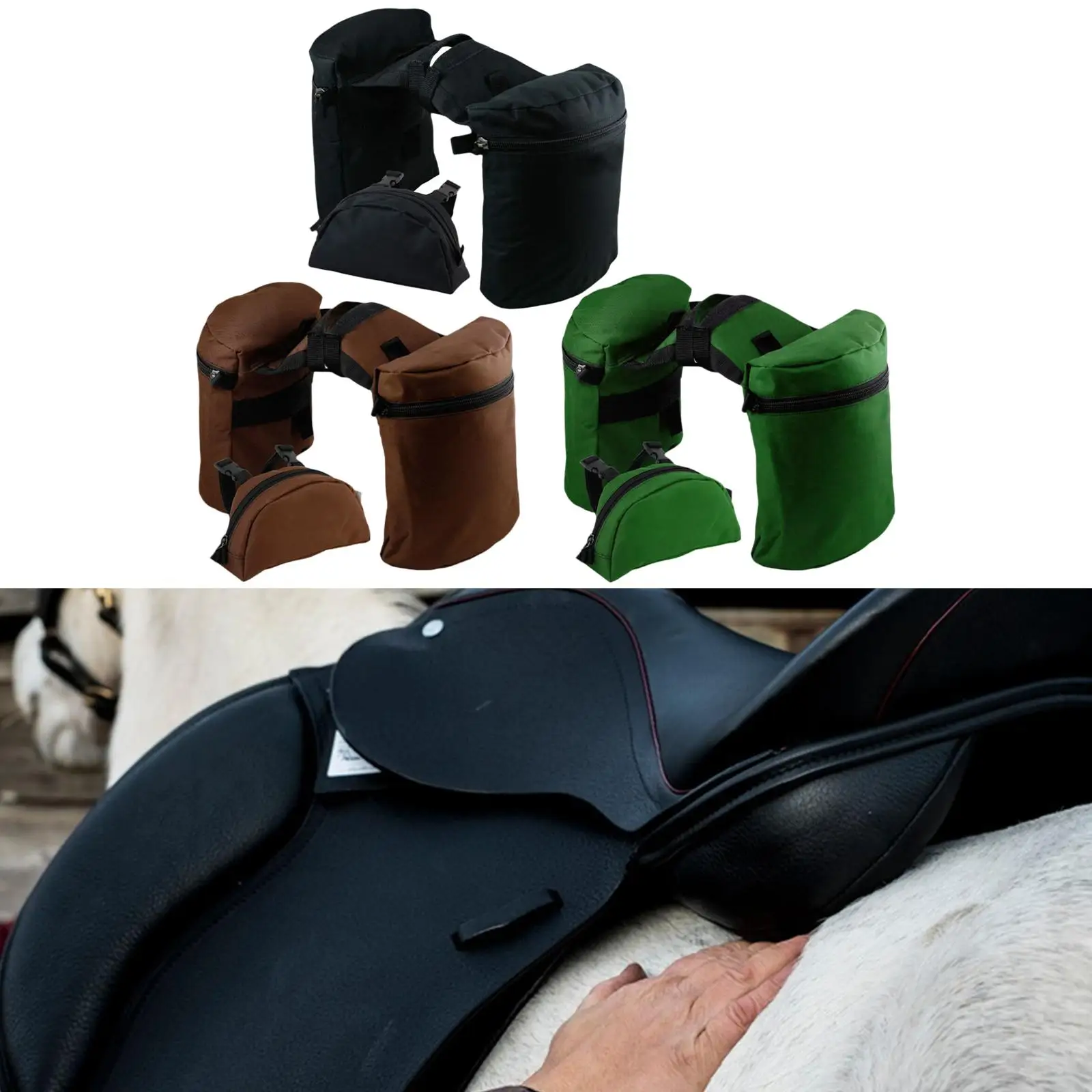 Trail Riding Saddle Bag Horn Bag Set Oxford Cloth Western Style Combo Horse Bag Durable Lightweight for Long Distance Equestrian