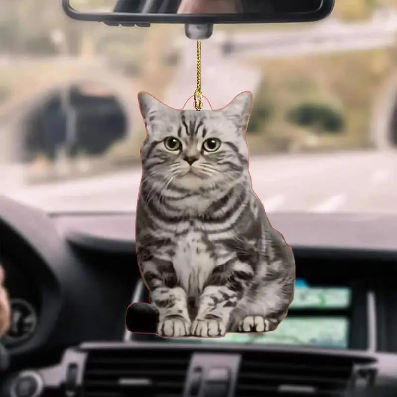 Acrylic car decorations interior animal kitten puppy rearview mirror pendant