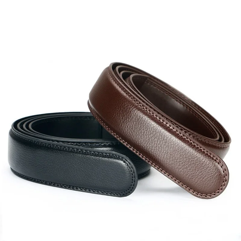 ‌ Cinto de couro genuíno masculino com alça ajustável de 3,5 cm de largura - cinto de moda de camada dupla para tamanho grande - sem fivela cintura de designer