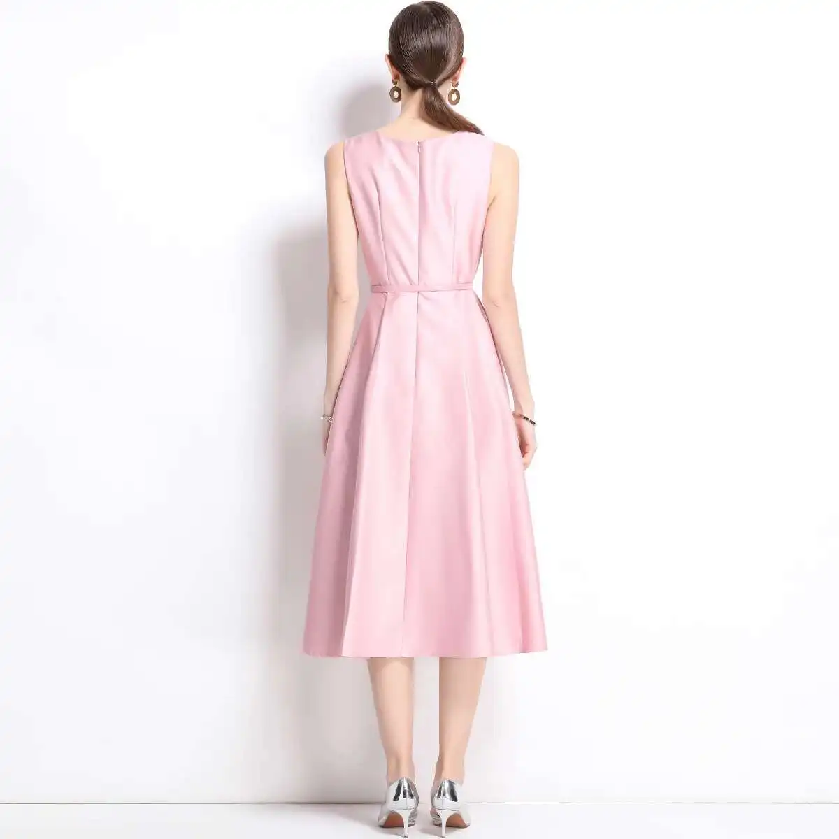 Retro Elegante Ärmellose Feste Prom Abendkleider Frauen Sommer Herbst Ballkleid Gürtel Party Brautjungfern Langes Kleid Midi Robe