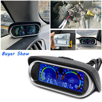 2 in 1 LCD Gauge Digital Water Temperature Gauge with Sensor Voltmeter 12v/24v Car Truck Voltage Gauge 1/8 NPT Car Gauge