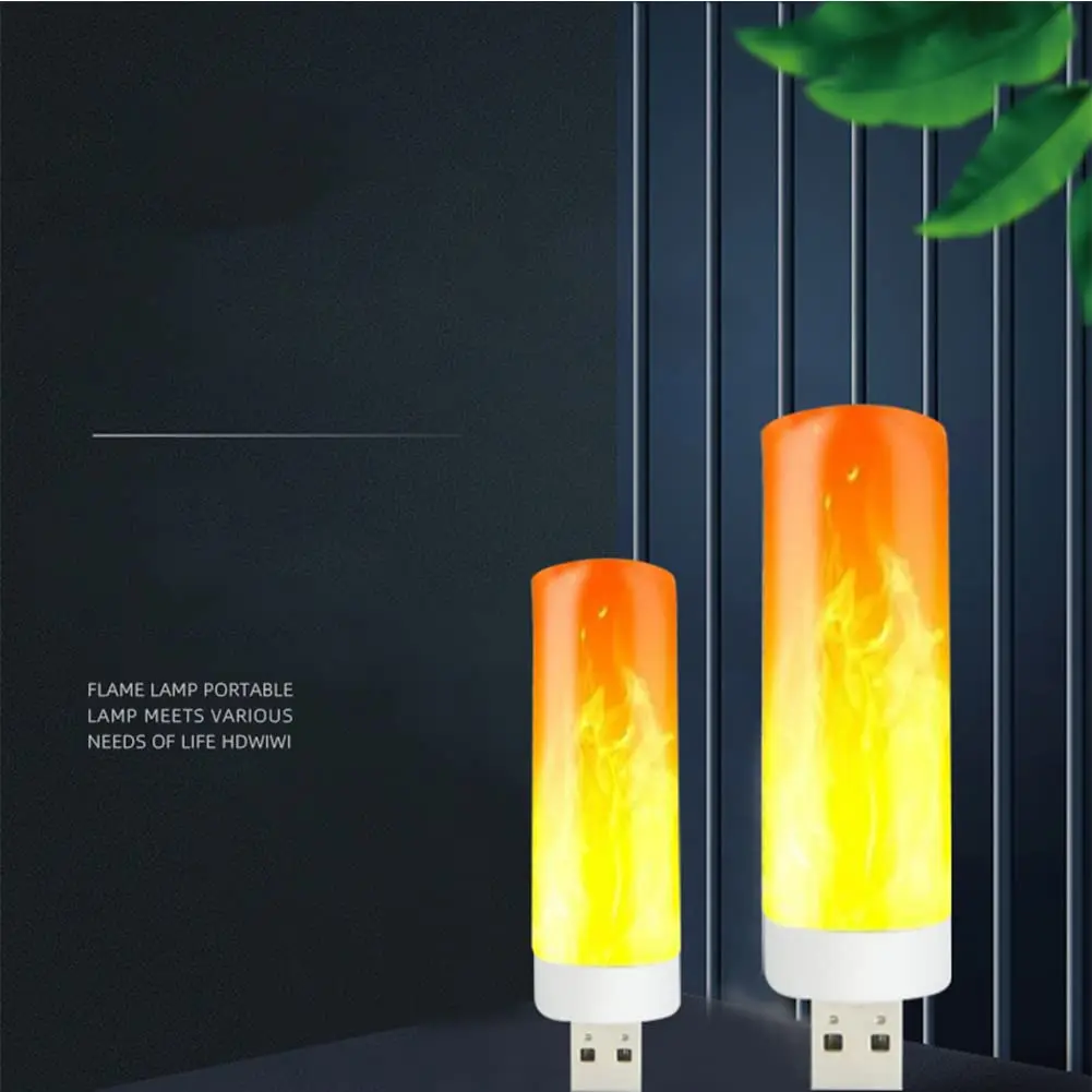 Portable Mini Night Light Ultra Bright Energy Saving Flame Light Effect USB Lamp Show for Living Room Bedroom Decor