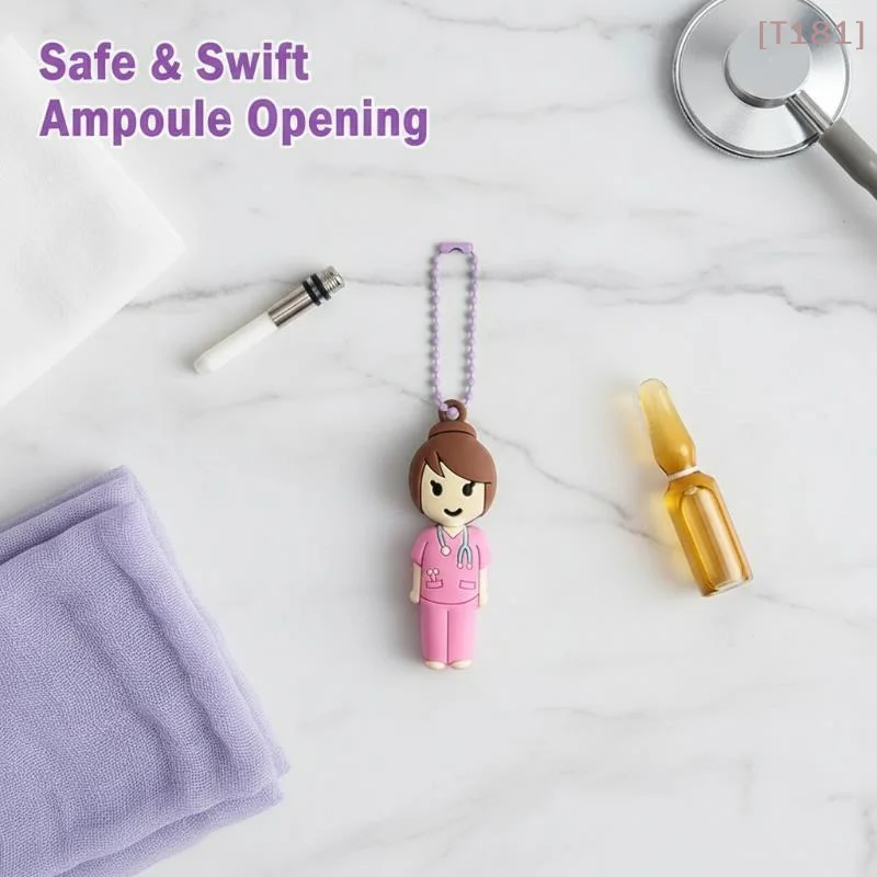 [E] Ampoule Bottle Opener Keychain Syringe-Shaped Cutter Nur
