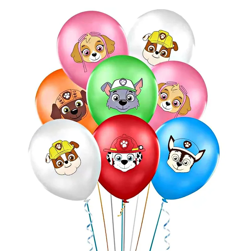 10pcs Paw Patrol Latex Balloon Cartoon Chase Marshall Skye Dog Balloon Children's Birthday Party Decoration Baby Shower Toy Ball