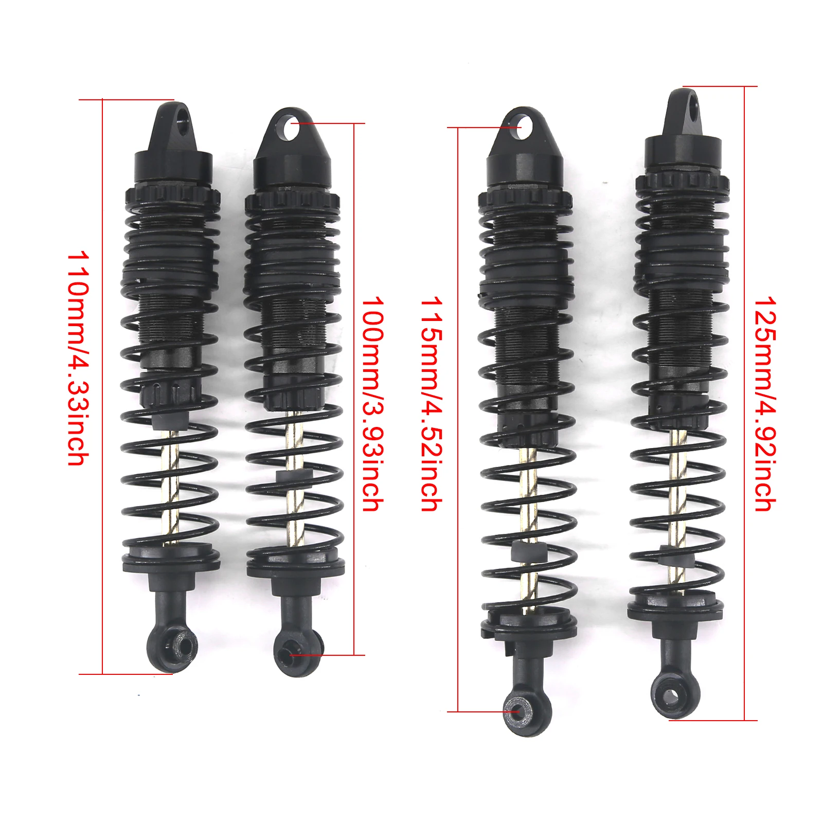 RCfor 1/10 Arrma granito/Senton 4x4 3S Blx Mega 550/Vorteks 3s blx lega di alluminio ammortizzatori anteriori/posteriori di grande calibro 4 pezzi