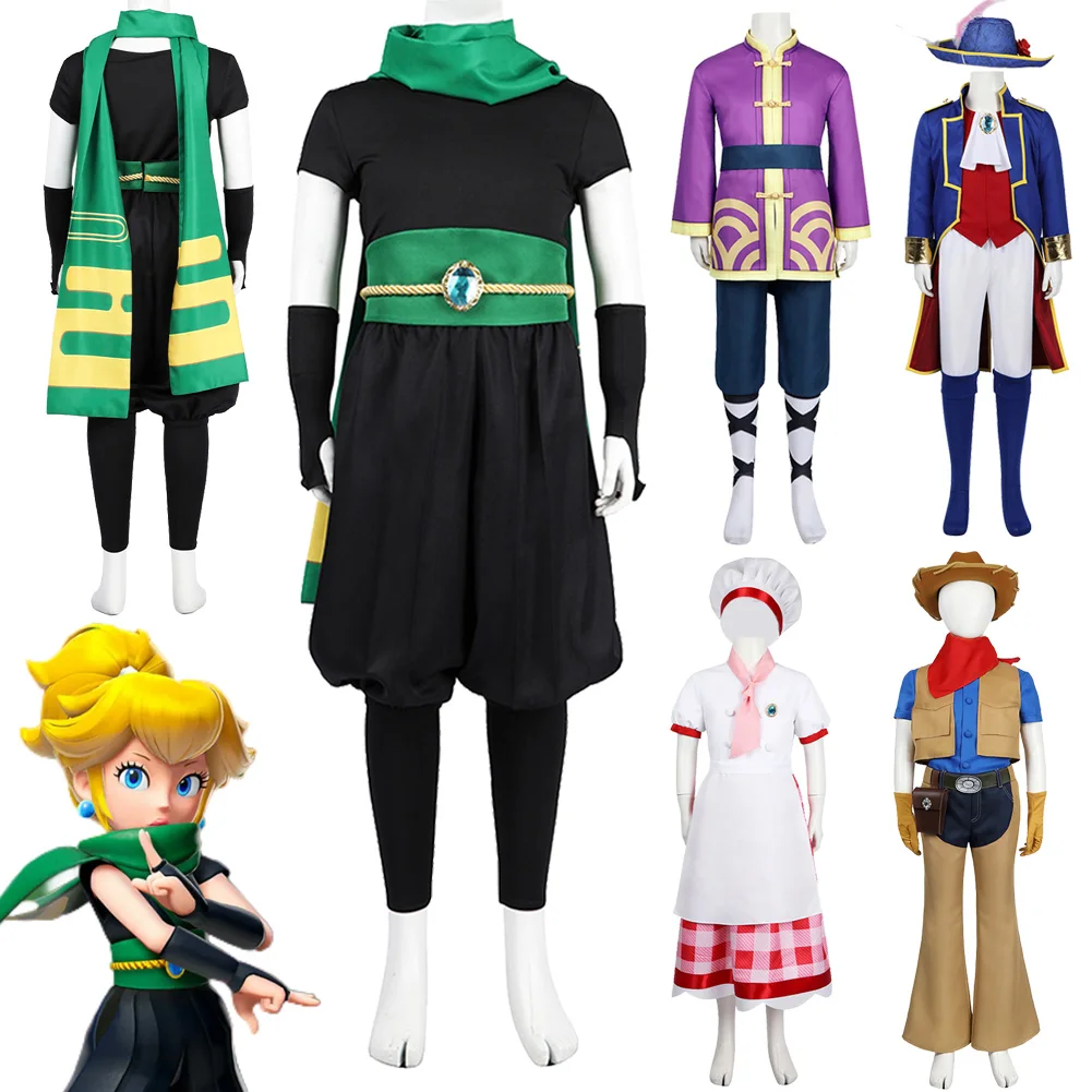 Children Knight Cowboy Swordsman Peach Cosplay Kids Girls Suits Anime Game Showtime Costume Poleplay Outfits Halloween Cloth