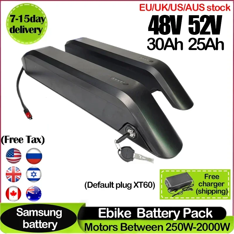 

Оригинальный аккумулятор 18650 для электровелосипеда 48 В 52 В 17,5 Ач 20 Ач 25 Ач 30 Ач Polly Hailong Cell Pack для электровелосипеда 250 Вт 350 Вт 500 Вт Мотор
