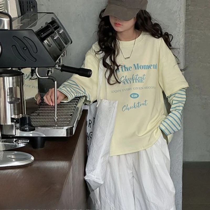 ملابس الفتيات المزيفة المكونة من قطعتين من 9 إلى 10 سنوات كارتونية للأطفال موضة ربيع الخريف تي شيرت للفتيات الصغيرات ملابس كورية 2025 4 #2