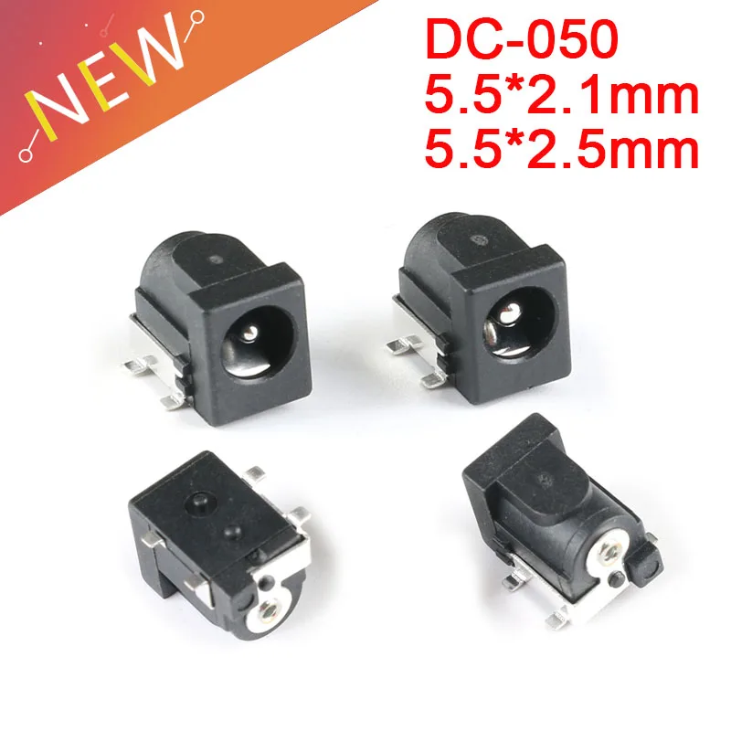 10Pcs DC-050 SMD DC-005 5.5X2.1 DC005 5.5*2.1mm DC Power Jack Connector 5.5 x 2.1 mm socket DC050