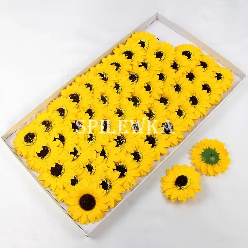 25/50 Uds. Ramo de cabezas de flores artificiales de girasol, caja de regalo, decoración, ramo de flores eternas DIY para regalo del Día de la madre de San Valentín