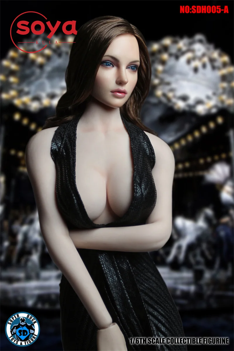 سوبر داك SDH005 1/6 زرع الشعر الأوروبي الأمريكي الجمال رئيس نحت نموذج صالح 12 "أنثى الجندي عمل الشكل الجسم #2