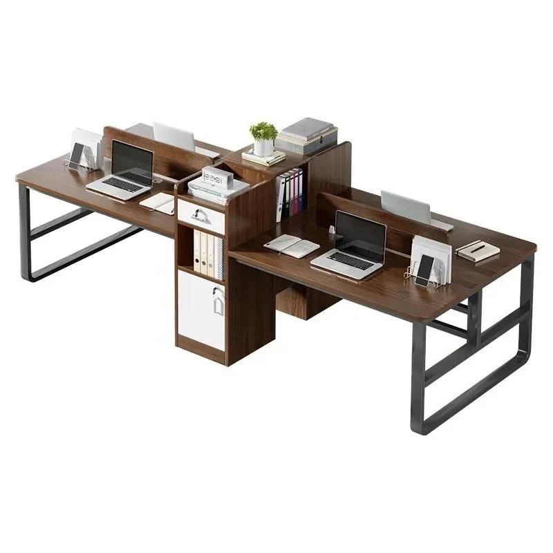 78-Inch long desk, double desk with 2 drawers, two-person desk with storage rack, long computer desk, writing desk